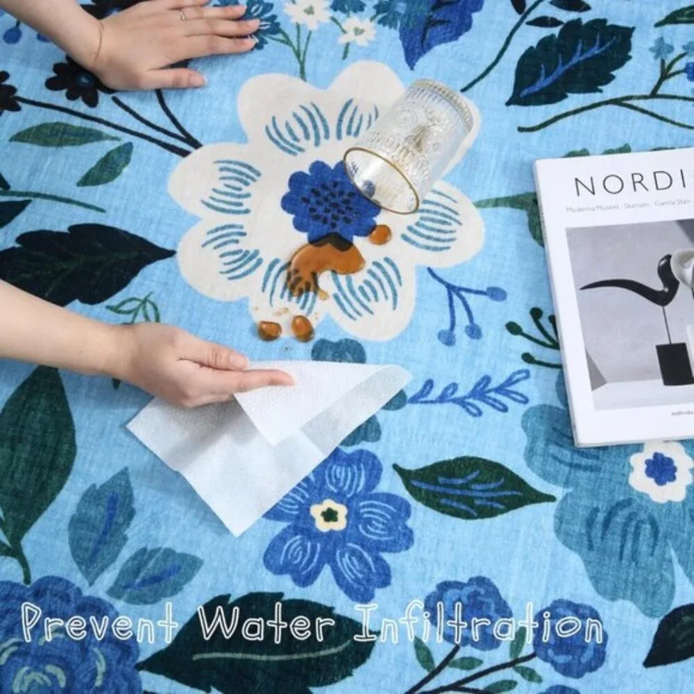 Non Slip 2'x 6' Blue Washable Runner Rugs with Rubber Backing Soft Floral Carpet